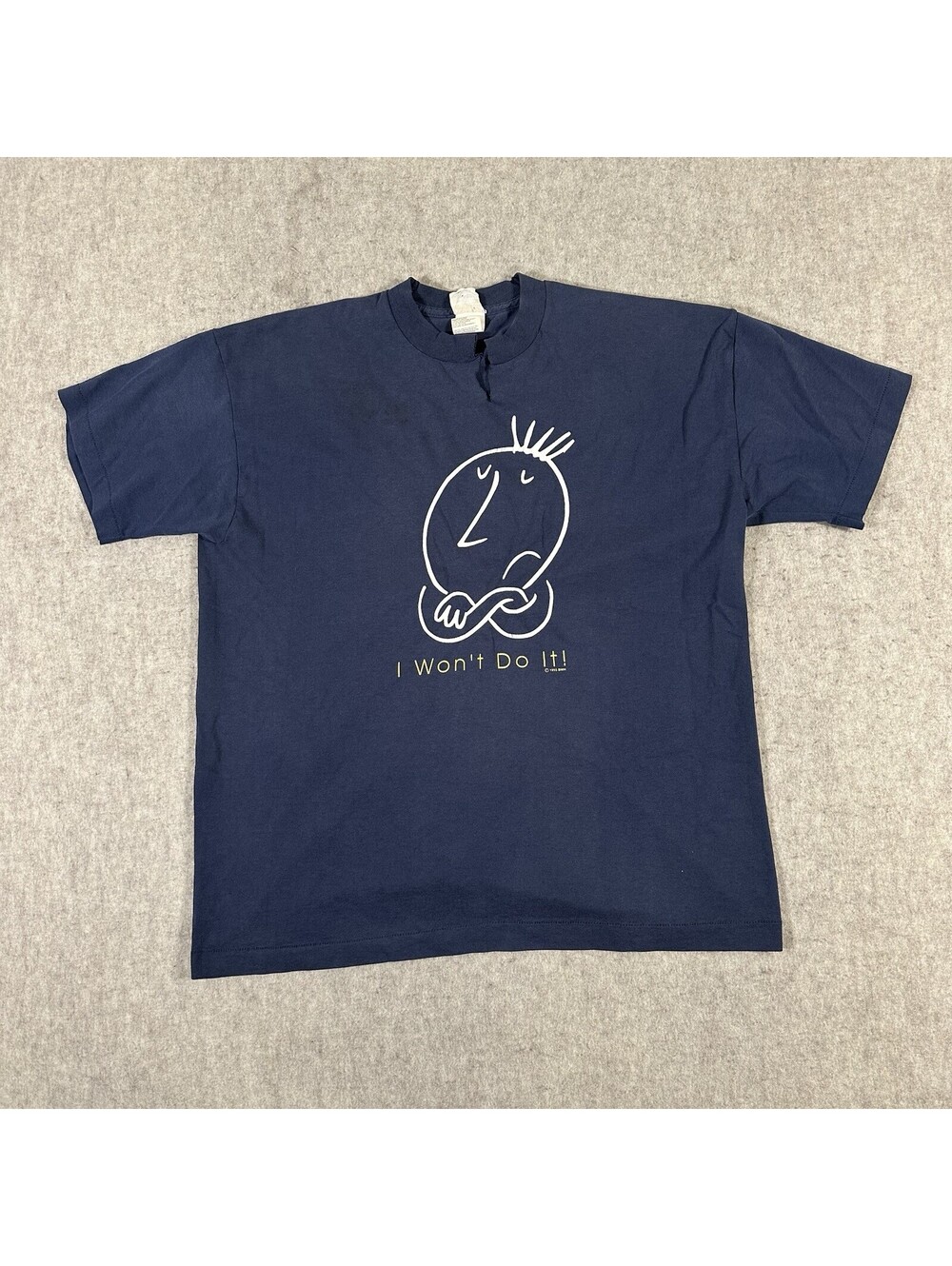 Vintage 90’s I Won’t Do It T-Shirt Large? Navy Blue Single Stich Funny